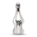 Sterling Silver 925 Wine Bottle Bead with Antiqued Finish Solid Themed Design