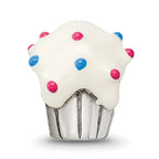 Sterling Silver 925 Enameled Cupcake Bead with Antique Finish