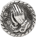 Sterling Silver 925 Praying Hands Bead with Antiqued Finish Solid Themed Design