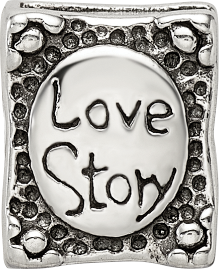 Sterling Silver 925 Love Story Book Bead with Antiqued Finish