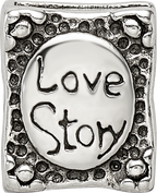 Sterling Silver 925 Love Story Book Bead with Antiqued Finish