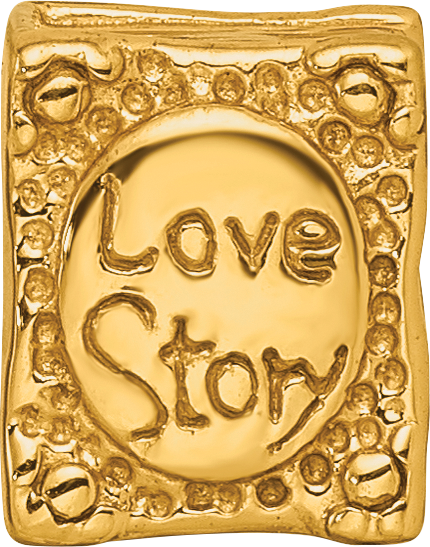 Sterling Silver Gold-Plated Love Story Book Bead with Polished Finish
