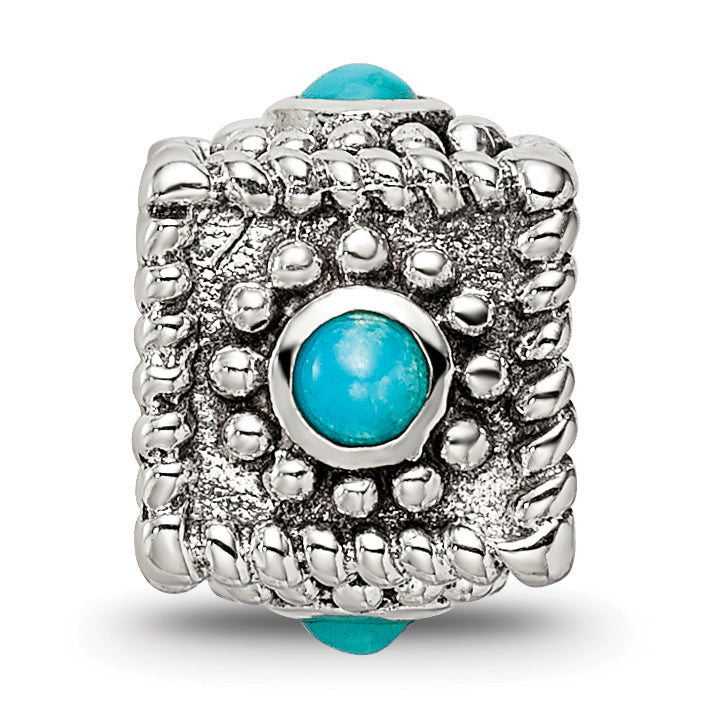 Sophia Jewelers Sterling Silver 4-Stone Turquoise Antiqued Bead