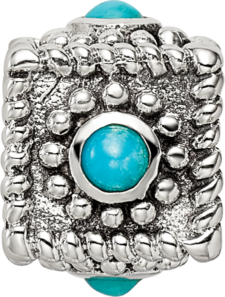 Sophia Jewelers Sterling Silver 4-Stone Turquoise Antiqued Bead