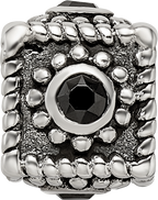 Sophia Jewelers Sterling Silver 925 Square CZ Bead with Antiqued Finish