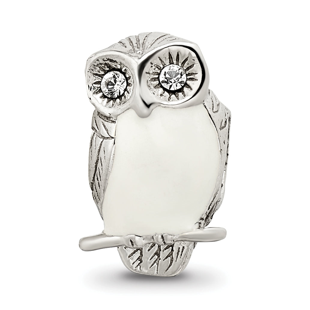 Sterling Silver 925 Wise Owl Bead with Enameled Accents Vintage-Inspired Design