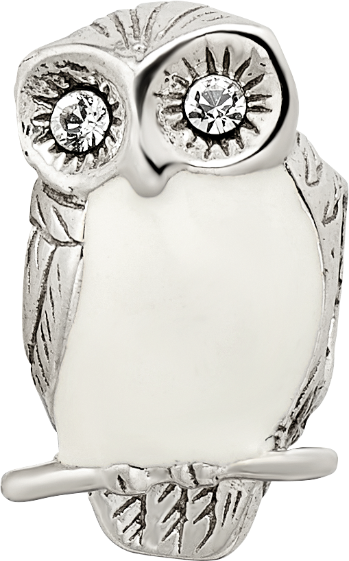 Sterling Silver 925 Wise Owl Bead with Enameled Accents Vintage-Inspired Design