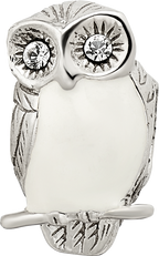 Sterling Silver 925 Wise Owl Bead with Enameled Accents Vintage-Inspired Design
