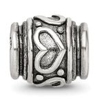 Sterling Silver 925 Heart Bead with Antiqued Finish Solid