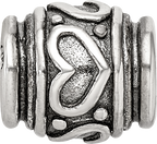 Sterling Silver 925 Heart Bead with Antiqued Finish Solid