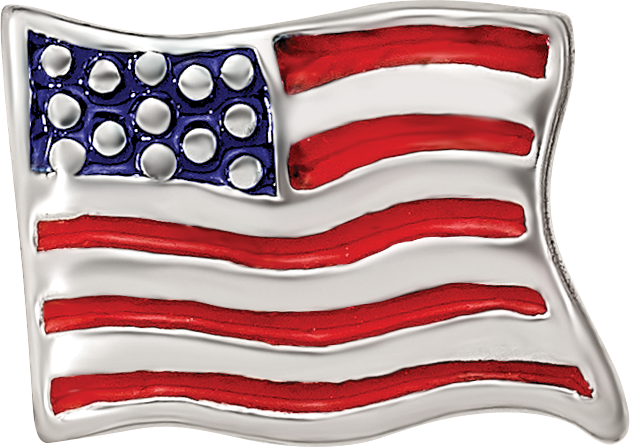 Sterling Silver 925 USA Flag Bead with Enameled Antique Finish