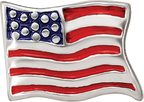 Sterling Silver 925 USA Flag Bead with Enameled Antique Finish