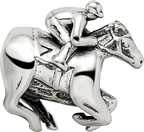 Sterling Silver 925 Race Horse Bead with Antiqued Finish, Solid and Casted Design