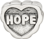 Sterling Silver 925 Hope Heart Bead with Antiqued Finish
