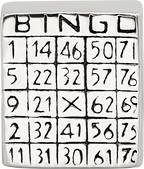 Sterling Silver 925 Bingo Card Bead with Antiqued Finish Solid