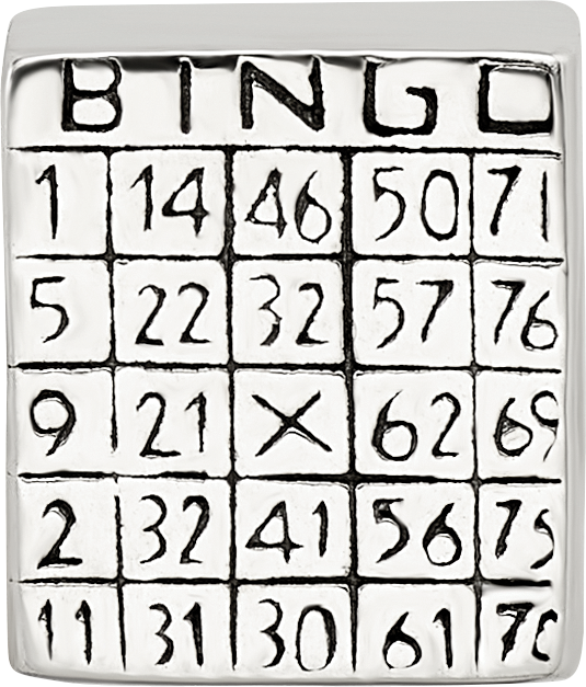 Sterling Silver 925 Bingo Card Bead with Antiqued Finish Solid