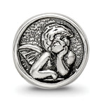 Sterling Silver 925 Angel Bead with Antiqued Finish Solid and Themed Design