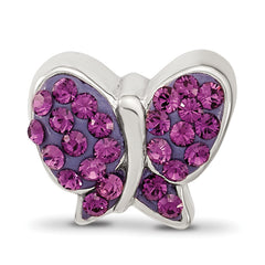 Sterling Silver 925 Crystal Butterfly Bead with Purple Preciosa Stone, Antiqued Finish