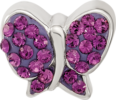 Sterling Silver 925 Crystal Butterfly Bead with Purple Preciosa Stone, Antiqued Finish