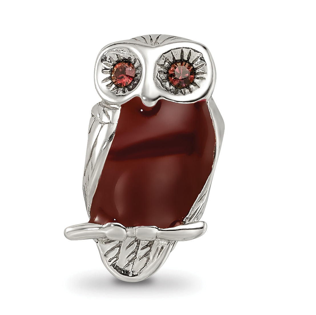 Sterling Silver Reflections Brown Enameled Wise Owl Bead