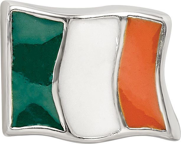Sterling Silver 925 Ireland Flag Bead with Enameled Design Antique Finish