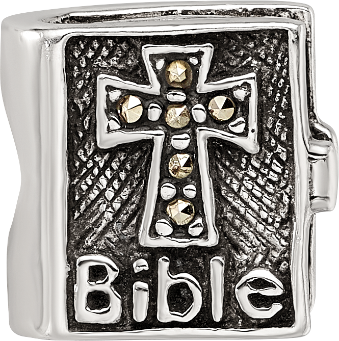Sterling Silver 925 Marcasite Cross Bead with Polished Finish