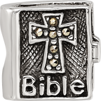 Sterling Silver 925 Marcasite Cross Bead with Polished Finish
