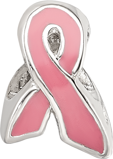 Sterling Silver 925 Kids Bead with Pink Enamel for Breast Cancer Awareness