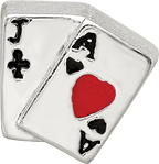 Sterling Silver 925 Enameled Blackjack Bead with Polished Finish Elegant Theme