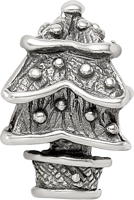 Sterling Silver 925 Christmas Tree Bead with Polished Finish Solid Design