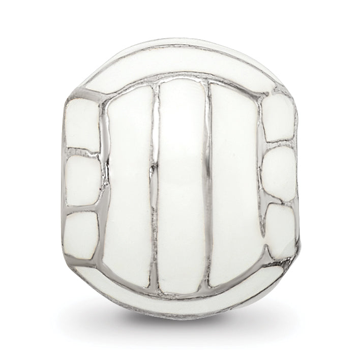 Sterling Silver 925 Enameled Volleyball Bead with Polished Finish