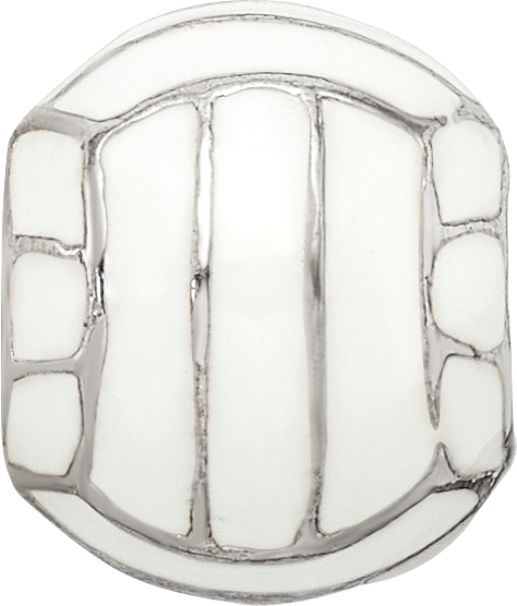 Sterling Silver 925 Enameled Volleyball Bead with Polished Finish