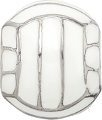 Sterling Silver 925 Enameled Volleyball Bead with Polished Finish