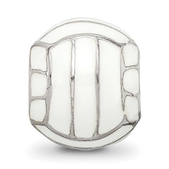 Sterling Silver 925 Enameled Volleyball Bead with Polished Finish