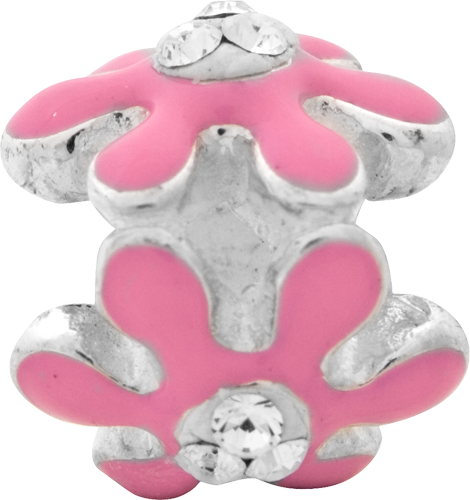 Sterling Silver Reflections Pink Flower w/Crystal Bead