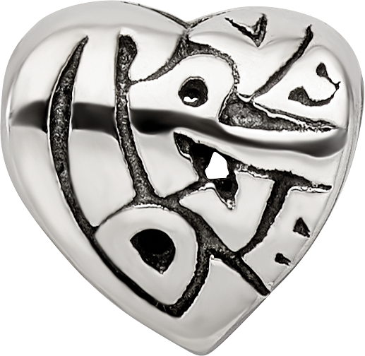 Sterling Silver 925 True Love Bead with Antiqued Finish Solid