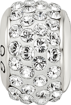 Sterling Silver 925 Crystal Bead with White Preciosa Stone Polished Finish