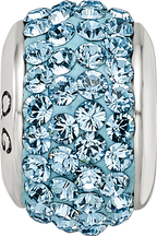 Sterling Silver 925 Polished Bead with Sky Blue Preciosa Crystal