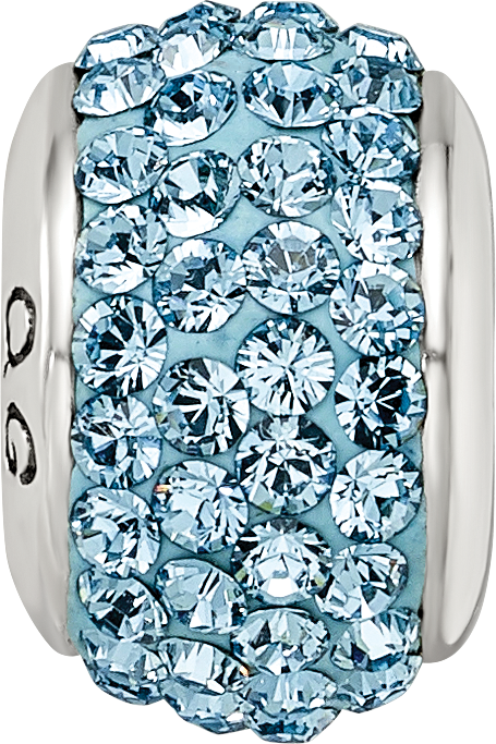 Sterling Silver 925 Polished Bead with Sky Blue Preciosa Crystal