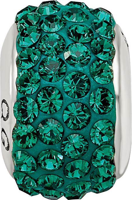 Sterling Silver 925 Green Crystal Bead with Polished Finish Elegant Design