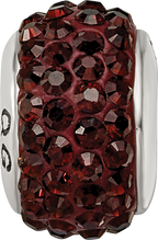 Sterling Silver 925 Crystal Bead with Red Preciosa Stone, Polished Finish