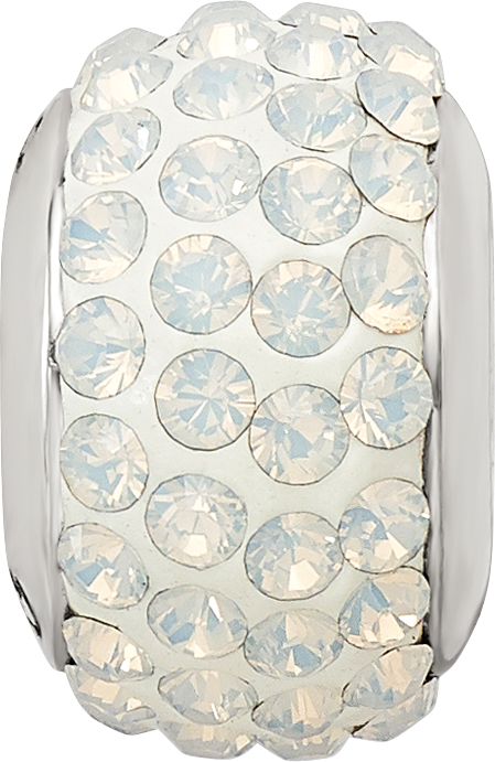 Sophia Jewelers Sterling Silver Crystal Bead with White Preciosa Stones Polished Finish