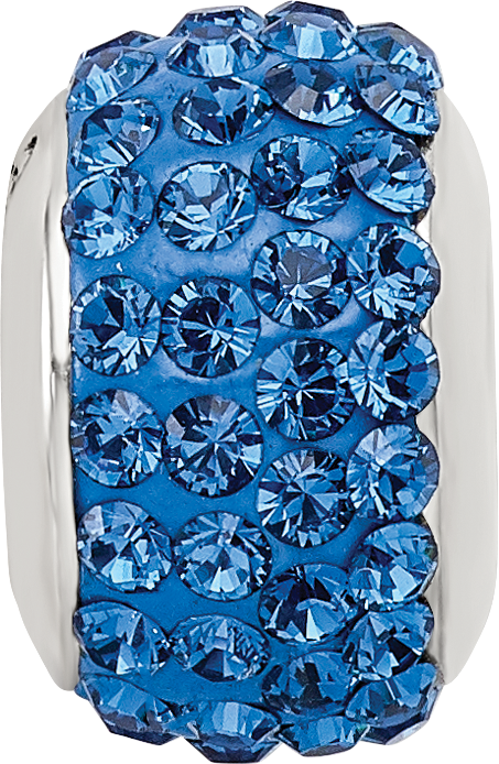 Sterling Silver 925 Blue Crystal Bead with Polished Finish
