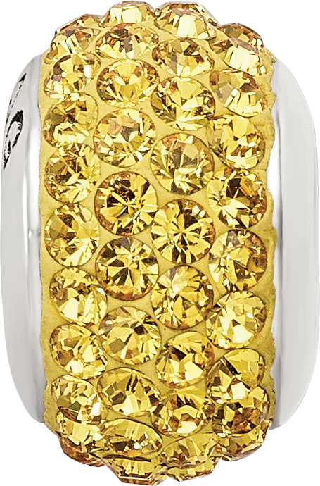 Yellow Crystal Bead Charm in Sterling Silver