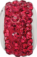 Sterling Silver 925 Polished Bead with Scarlet Preciosa Crystal  Elegant & Solid