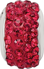 Sterling Silver 925 Polished Bead with Scarlet Preciosa Crystal  Elegant & Solid