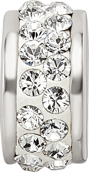 Sterling Silver 925 Double Row White Crystal Bead with Polished Finish