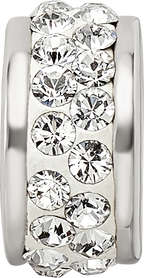 Sterling Silver 925 Double Row White Crystal Bead with Polished Finish