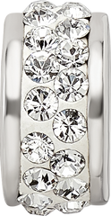 Sterling Silver 925 Double Row White Crystal Bead with Polished Finish