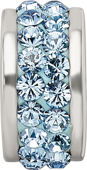 Sterling Silver 925 Double Row Crystal Bead with Polished Finish in Sky Blue